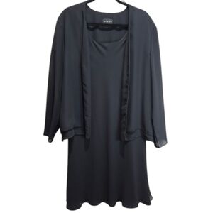 Dress & Cardigan Women's Size 16 Solid Black Coverup 2 Piece by Virgo Elegant